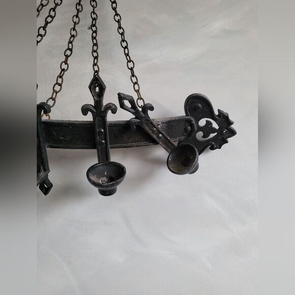 Vintage Curved 5 Candelabra Wall Sconce Candle Holder Metal Black  Gothic 27' - Picture 14 of 15